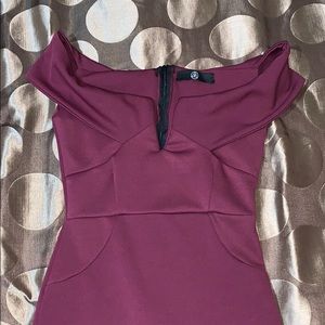 Elegant Wine-colored Purple Off the Shoulder Dress